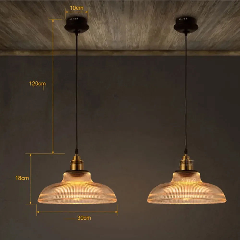 Vintage Glass Pendant Light, Industrial Retro, 120 x 18 x 30 cm