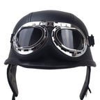Vintage Leather Motorcycle Helmet with Goggles