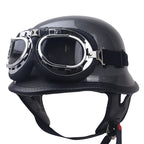 Vintage Leather Motorcycle Helmet with Goggles
