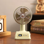 Vintage-Style Tabletop Desk Fan with Metal Grille and LED Display