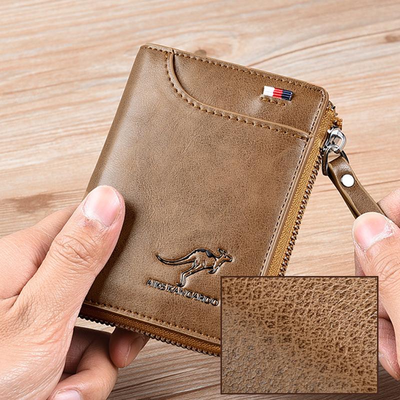 RFID-Blocking Wallet for Men and Women - PU Leather, Khaki Black Brown, view 10