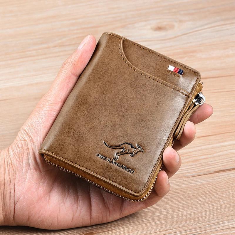 RFID-Blocking Wallet for Men and Women - PU Leather, Khaki Black Brown, view 3
