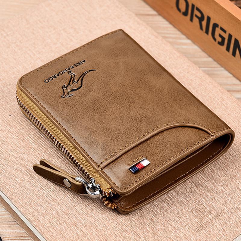 RFID-Blocking Wallet for Men and Women - PU Leather, Khaki Black Brown, view 8