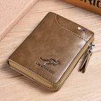 RFID-Blocking Wallet for Men and Women - PU Leather, Khaki Black Brown