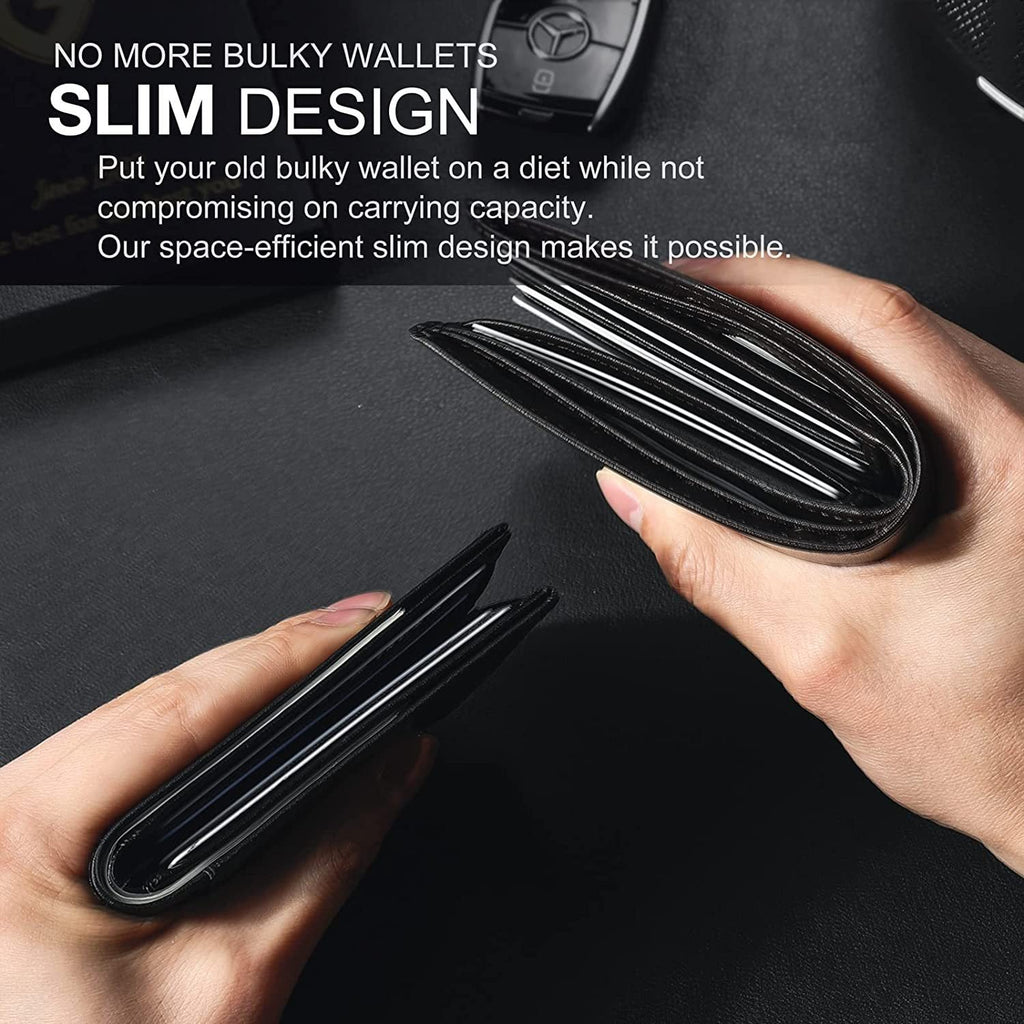 Men’s Slim RFID Wallet Leather Card Holder - Black, Ultra-Thin, Holds 7 Cards, view 3