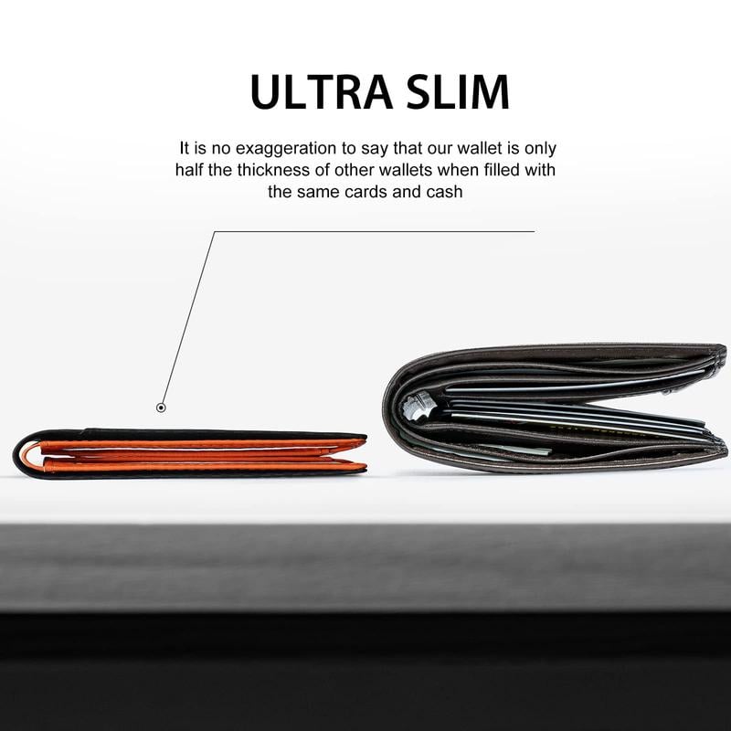 Men’s Slim RFID Wallet Leather Card Holder - Black, Ultra-Thin, Holds 7 Cards, view 6
