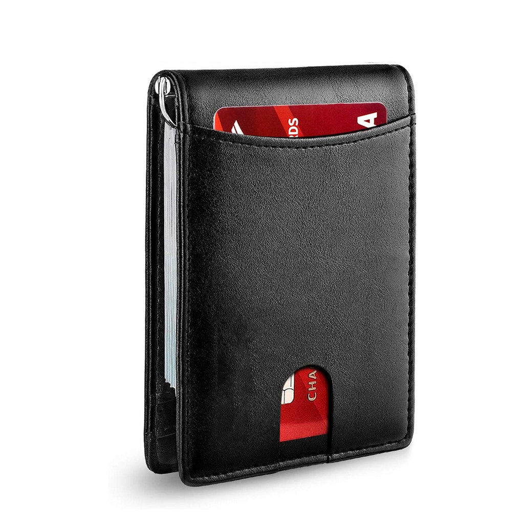 Men’s Slim RFID Wallet Leather Card Holder - Black, Ultra-Thin, Holds 7 Cards