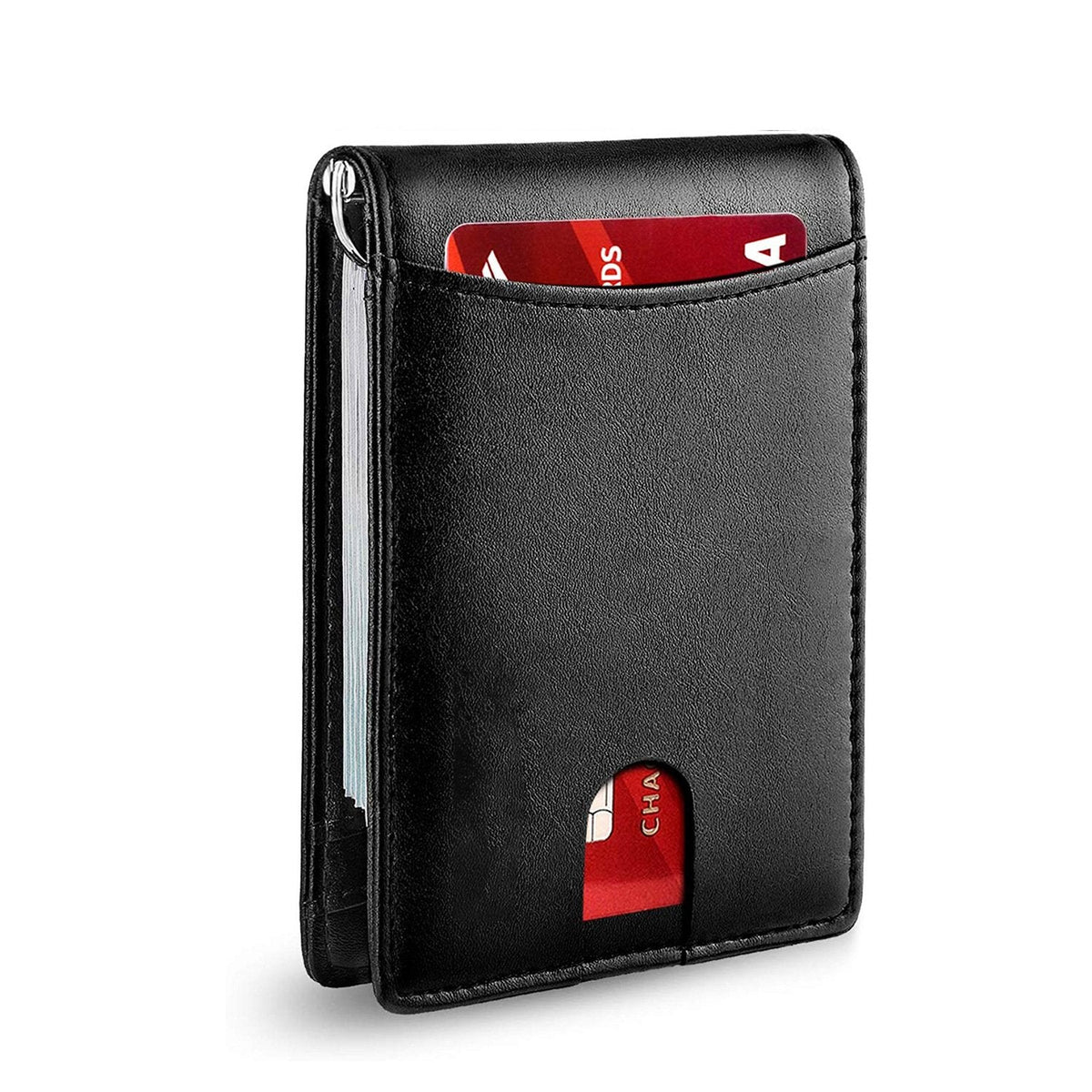 Men’s Slim RFID Wallet Leather Card Holder - Black, Ultra-Thin, Holds 7 Cards