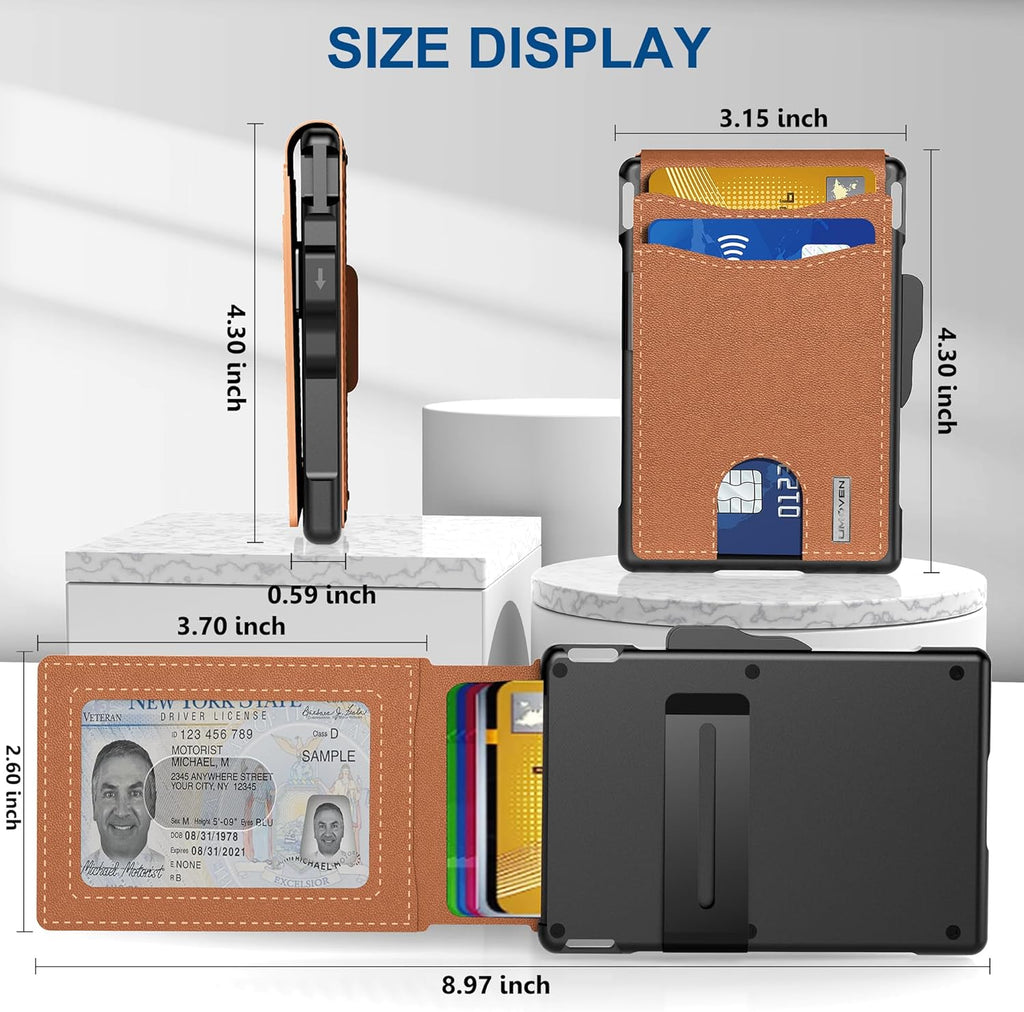 AirTag Wallet for Men - RFID Blocking Bifold, Pop Up Aluminium Case, Leather, view 3