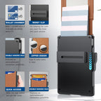 AirTag Wallet for Men - RFID Blocking Bifold, Pop Up Aluminium Case, Leather, view 4