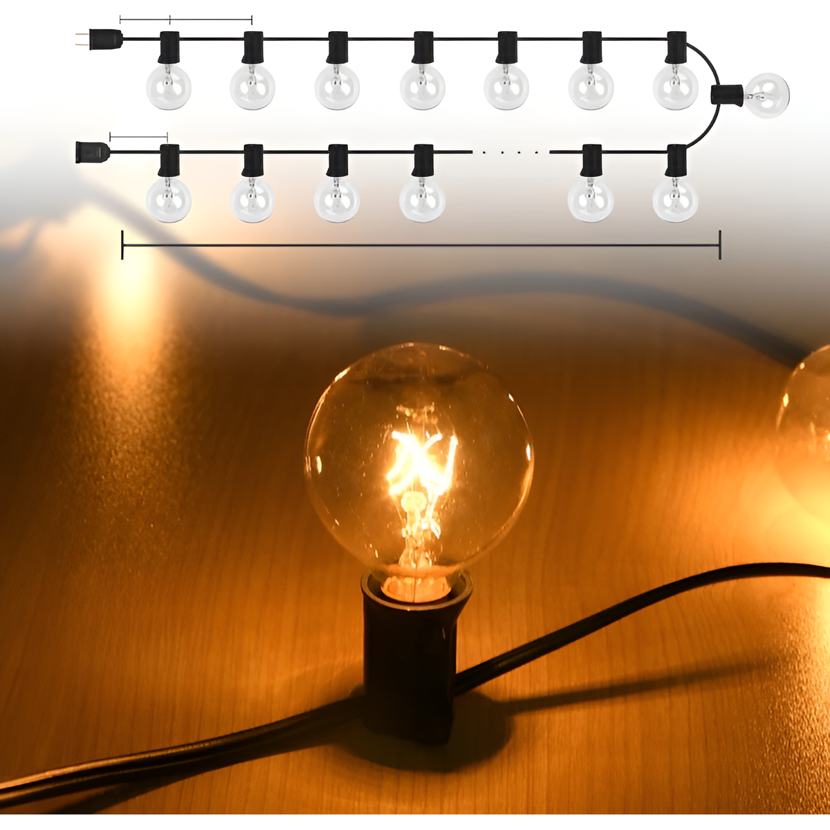 Warm White LED Ball String Lights, 15 m or 30 m, 220 V