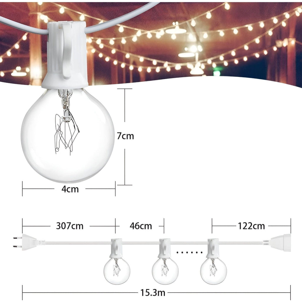 Warm White LED Ball String Lights, 15 m or 30 m, 220 V