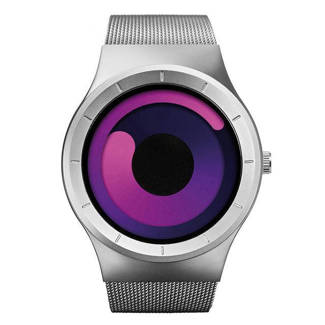 Stainless Steel Digital Watch for Men - Unique Time Reading, Blue and Black Bars, view 10