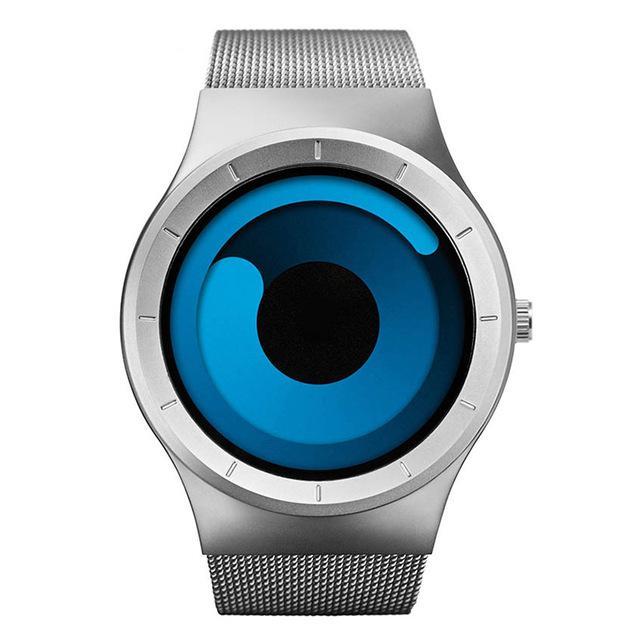 Stainless Steel Digital Watch for Men - Unique Time Reading, Blue and Black Bars, view 11