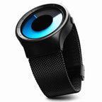 Stainless Steel Digital Watch for Men - Unique Time Reading, Blue and Black Bars, view 2