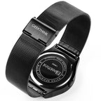 Stainless Steel Digital Watch for Men - Unique Time Reading, Blue and Black Bars, view 4