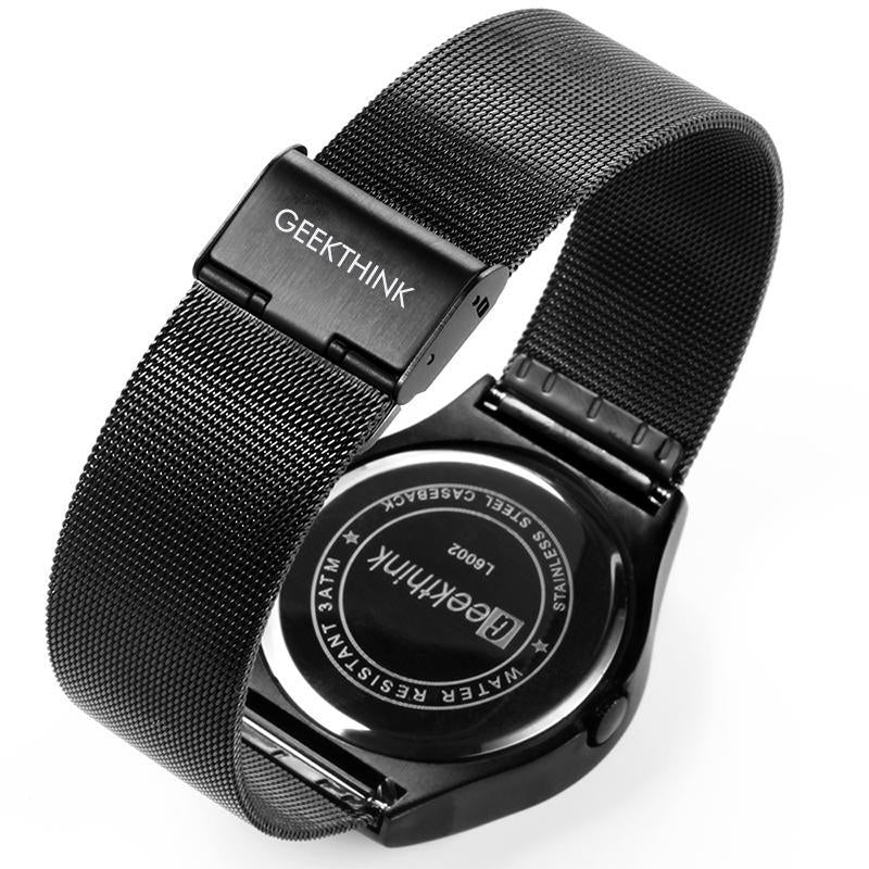Stainless Steel Digital Watch for Men - Unique Time Reading, Blue and Black Bars, view 4