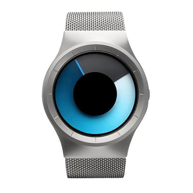 Stainless Steel Digital Watch for Men - Unique Time Reading, Blue and Black Bars, view 6