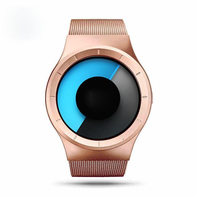 Stainless Steel Digital Watch for Men - Unique Time Reading, Blue and Black Bars, view 7