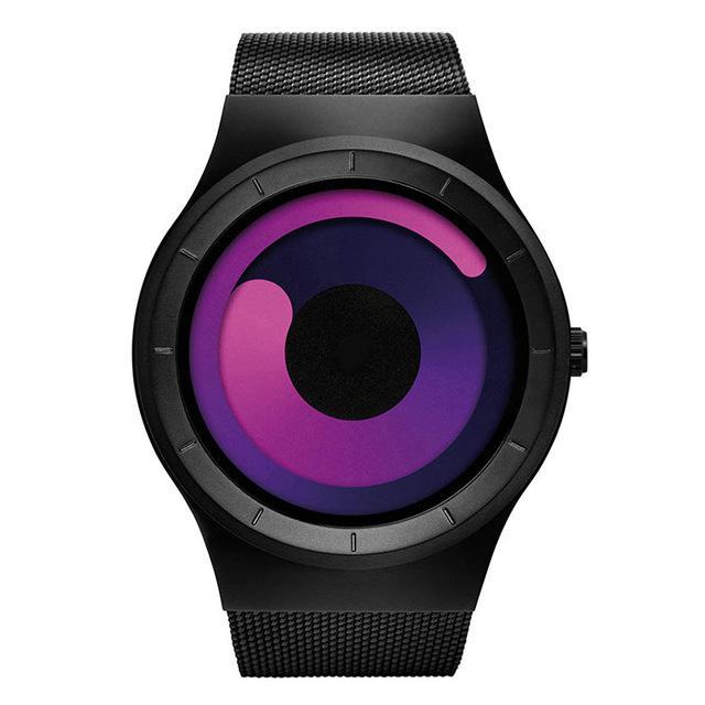 Stainless Steel Digital Watch for Men - Unique Time Reading, Blue and Black Bars, view 8