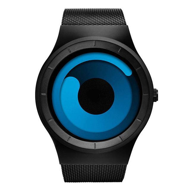 Stainless Steel Digital Watch for Men - Unique Time Reading, Blue and Black Bars, view 9