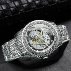 Hand-Engraved Automatic Mechanical Watch for Men - 44mm Dial, Zinc Alloy, view 3