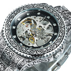 Hand-Engraved Automatic Mechanical Watch for Men - 44mm Dial, Zinc Alloy, view 5