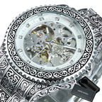 Hand-Engraved Automatic Mechanical Watch for Men - 44mm Dial, Zinc Alloy, view 6