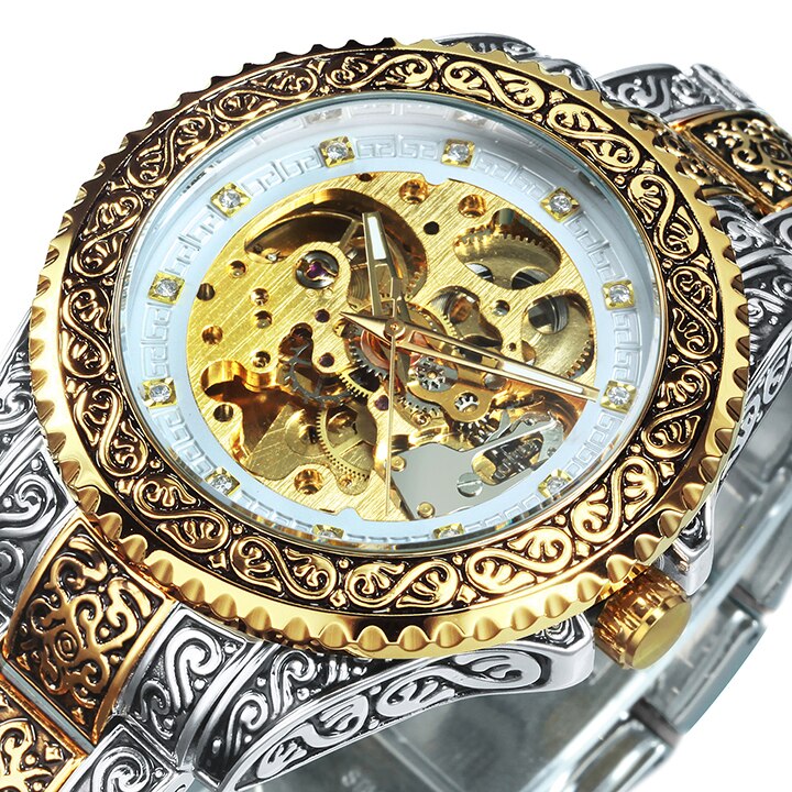 Hand-Engraved Automatic Mechanical Watch for Men - 44mm Dial, Zinc Alloy, view 7