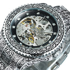 Hand-Engraved Automatic Mechanical Watch for Men - 44mm Dial, Zinc Alloy, view 8