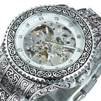 Hand-Engraved Automatic Mechanical Watch for Men - 44mm Dial, Zinc Alloy, view 9