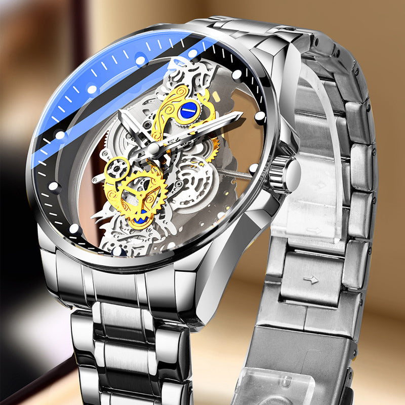 Automatic Mechanical Watch for Men - 40mm Oval Dial, Stainless Steel Band, view 10