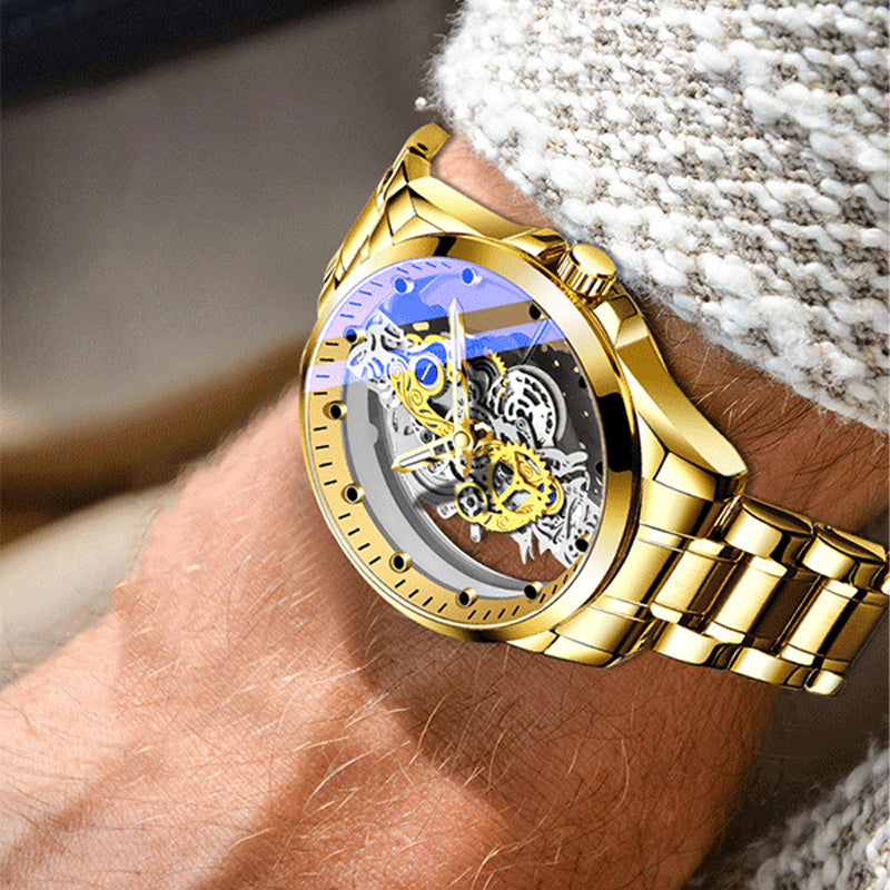 Automatic Mechanical Watch for Men - 40mm Oval Dial, Stainless Steel Band, view 2