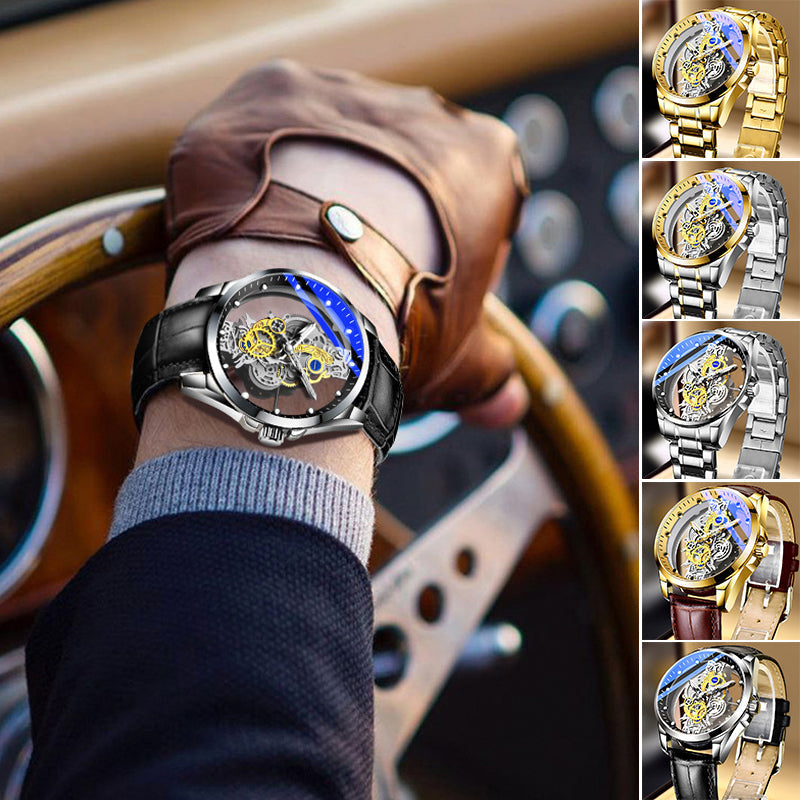 Automatic Mechanical Watch for Men - 40mm Oval Dial, Stainless Steel Band, view 8