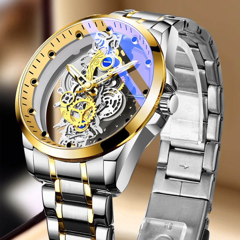 Automatic Mechanical Watch for Men - 40mm Oval Dial, Stainless Steel Band, view 9