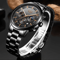 Men's Military Black Steel Watch - Stainless Steel, Day Date Display