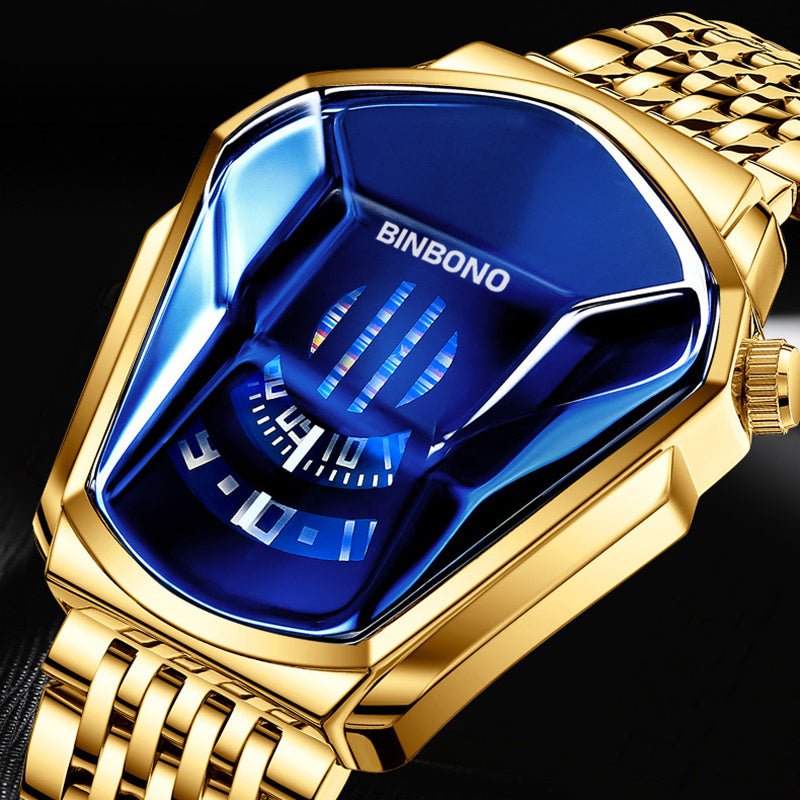 Men's Diamond Style Quartz Watch - 43.5mm Dial, 30m Water Resistant