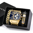 Men's Quartz Business Watch Gift Set - 34mm Big Dial, Stainless Steel Case, view 5