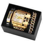 Men's Quartz Business Watch Gift Set - 34mm Big Dial, Stainless Steel Case, view 8