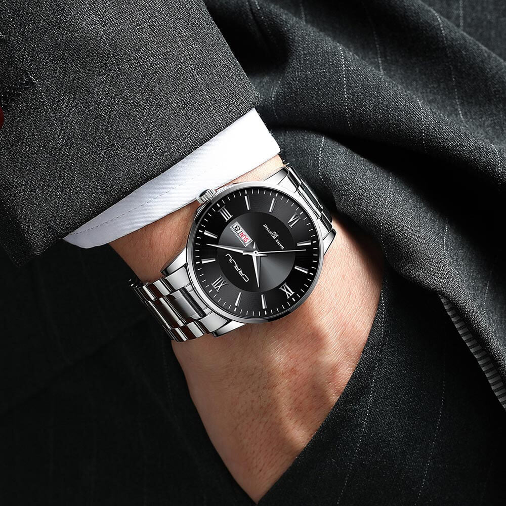 Men's Luxury Waterproof Sports Watch - Stainless Steel, 43 mm Quartz Chronograph, view 11