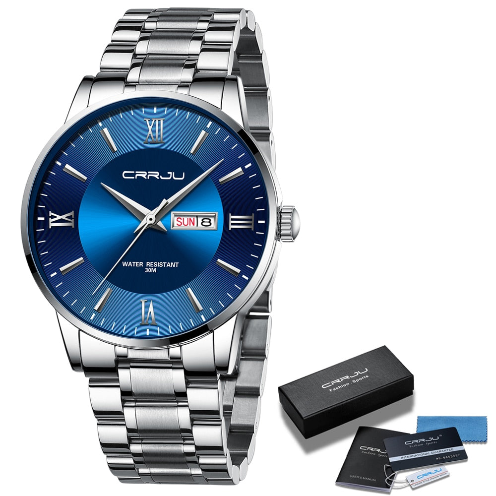 Men's Luxury Waterproof Sports Watch - Stainless Steel, 43 mm Quartz Chronograph, view 17