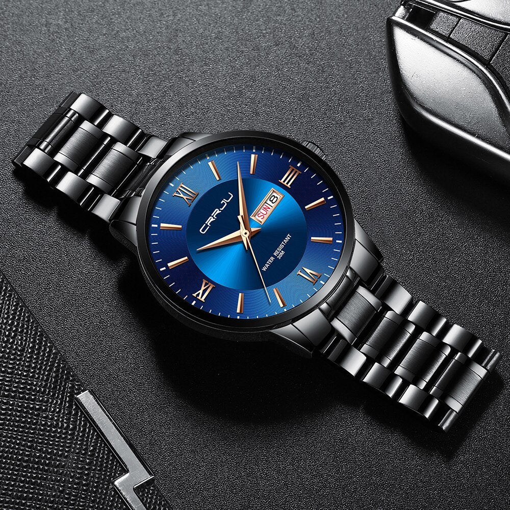 Men's Luxury Waterproof Sports Watch - Stainless Steel, 43 mm Quartz Chronograph, view 2