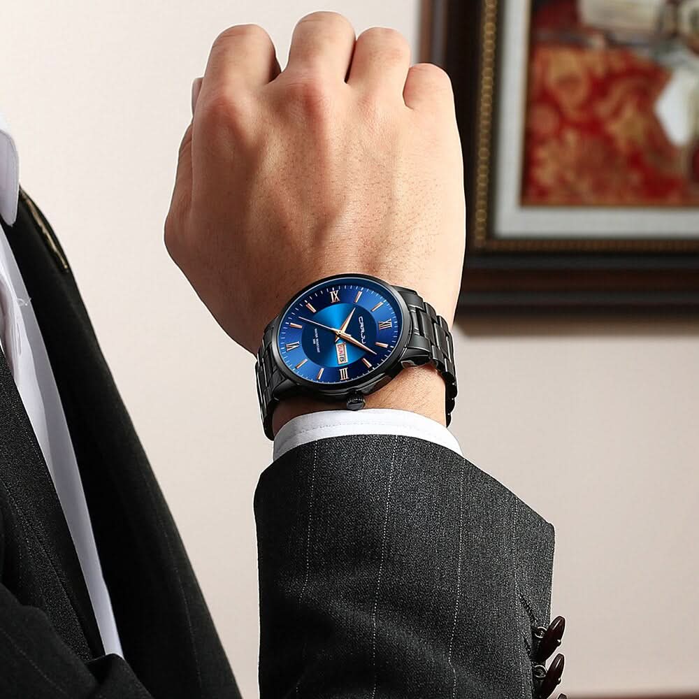 Men’s Stainless Steel Waterproof Sport Quartz Watch - 43mm Dial, view 3