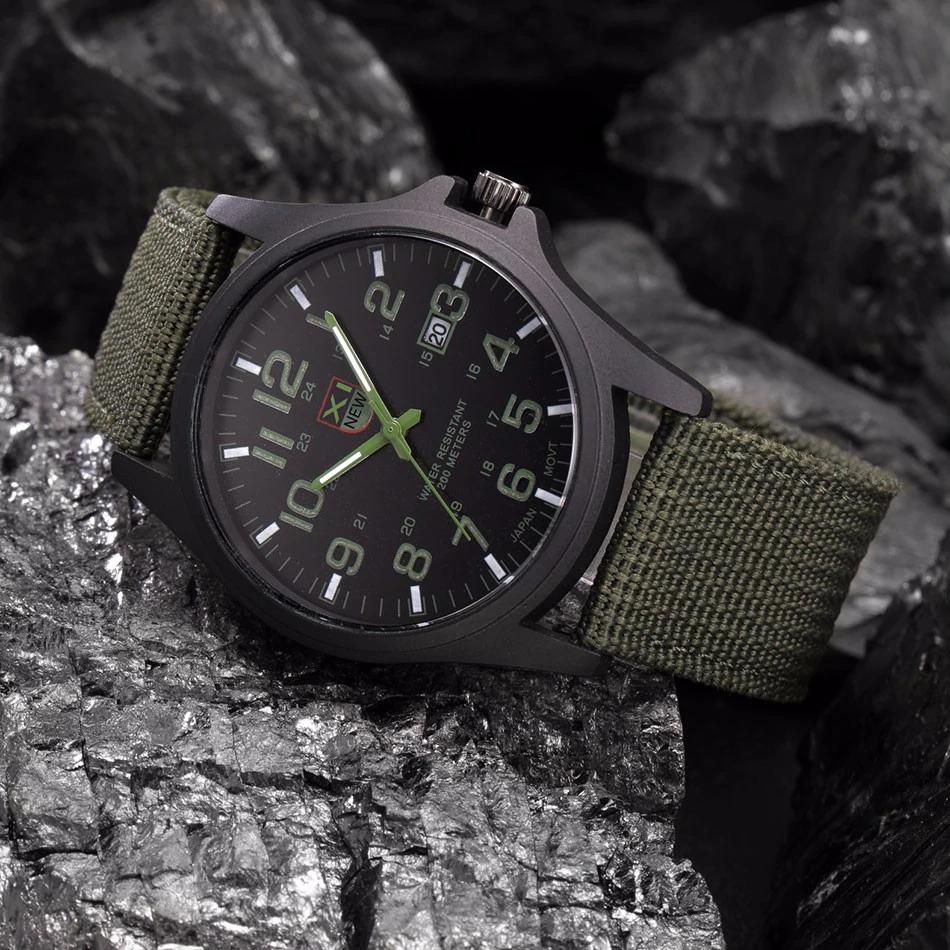 Tactical Military Style Wristwatch for Outdoor Use - 45 mm, Waterproof 50 m