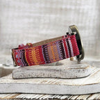 Rainbow Pattern Watch for Women - PU Leather Braided Strap, Vintage Bronze Dial, view 3