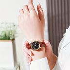 Elegant Women's Quartz Wristwatch - Faux Leather Strap, Water-Resistant, view 3