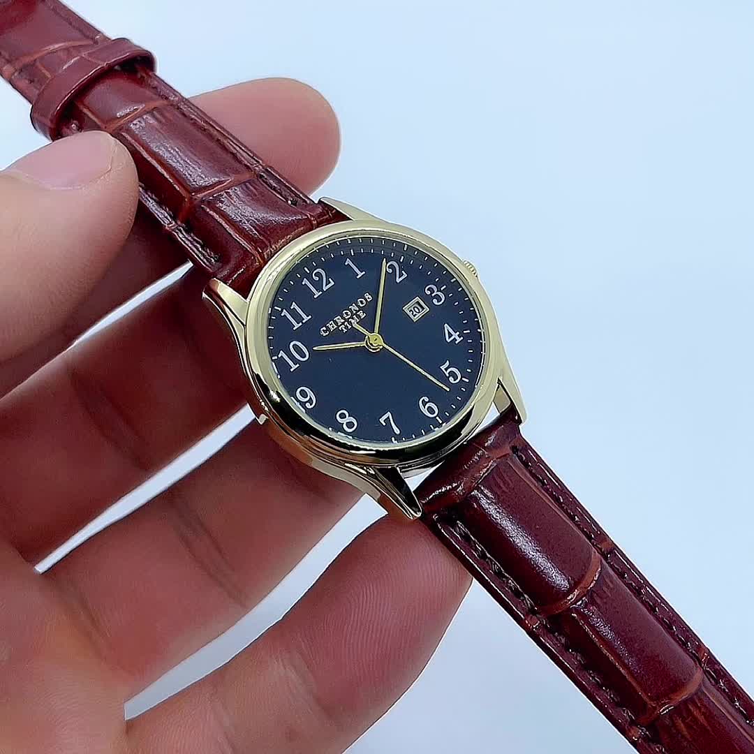 Elegant Women's Quartz Wristwatch - Faux Leather Strap, Water-Resistant, view 6