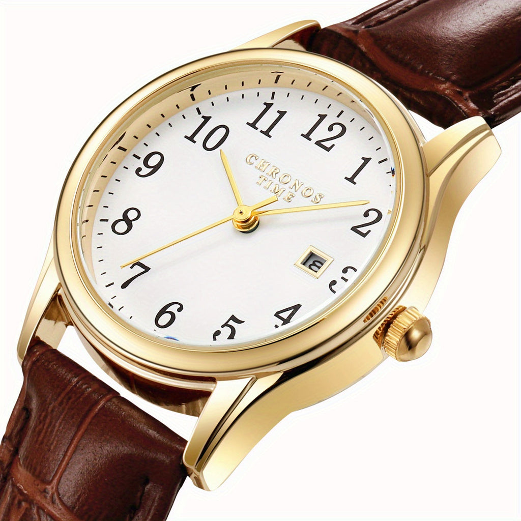 Elegant Women's Quartz Wristwatch - Faux Leather Strap, Water-Resistant, view 9