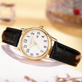 Elegant Women's Quartz Wristwatch - Faux Leather Strap, Water-Resistant