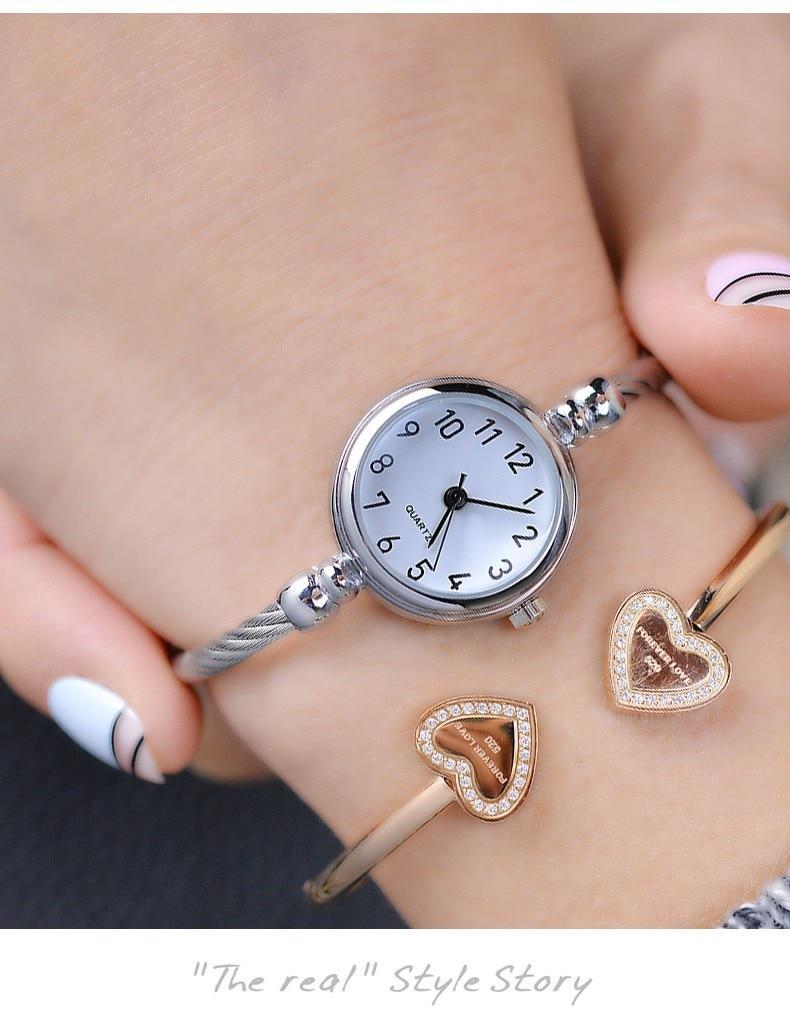 Retro Ladies Wrist Watch - Stainless Steel Case, Leather Band, Quartz Movement, view 2